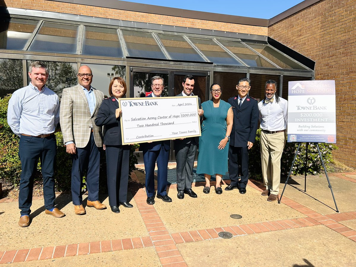 SalArmyRVA's tweet image. Today was a milestone for the This is Hope Capital Campaign. Thank you @TowneBanking for a $200,000 investment bringing the future Center of Hope closer to reality for our neighbors in need. #ThisIsHope #SalArmyRVA #RichmondVA