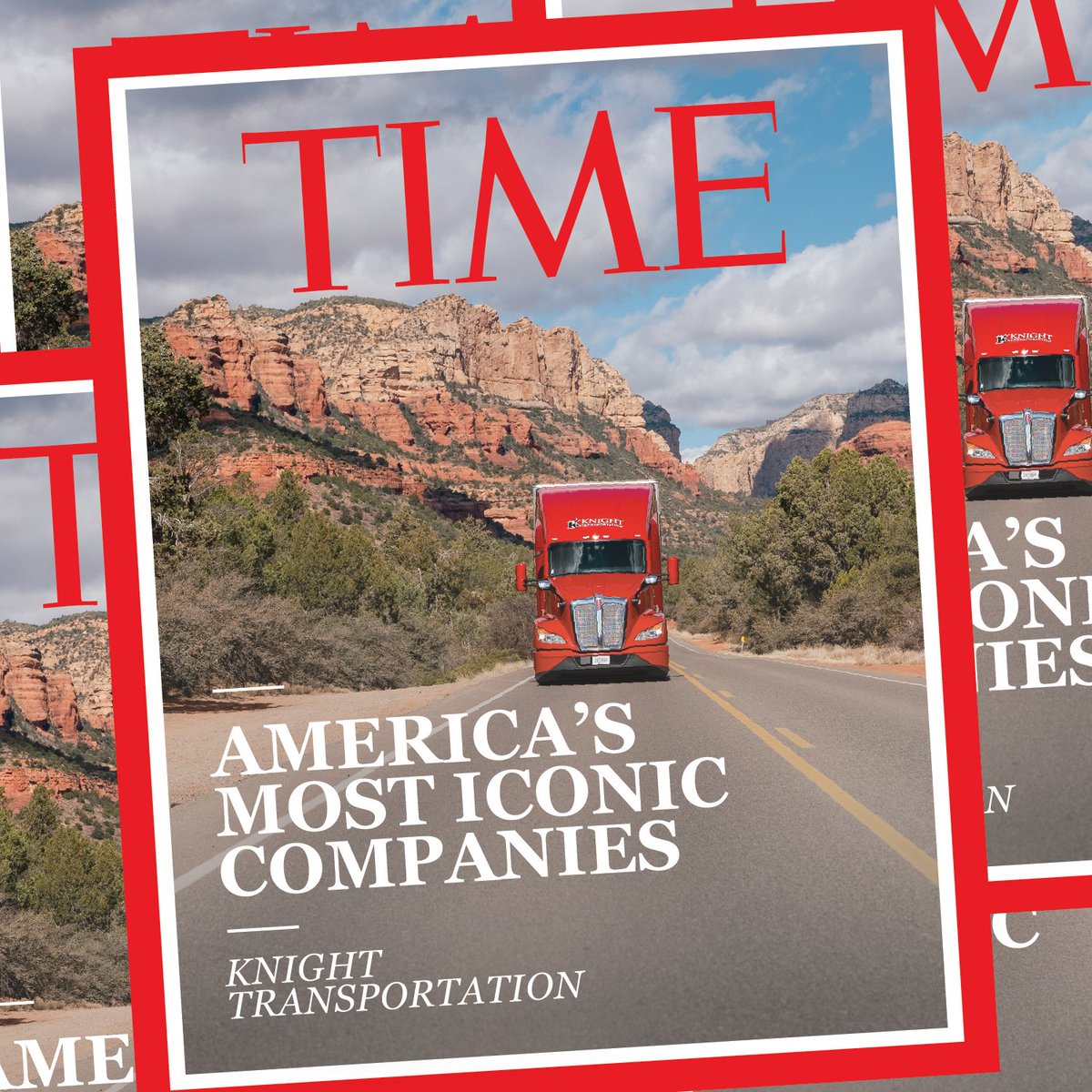 DriveKnight's tweet photo. We’re proud to share that Knight Transportation has been recognized by @TIME Magazine as one of America’s 250 Most Iconic Companies — a list that celebrates organizations who've played a meaningful role in shaping American culture and society. 🚚 🇺🇸

#DriveKnight #TIME #Trucking https://t.co/J4Fo3EpW1q