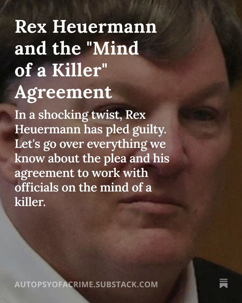 Autopsyofcrime's tweet image. A full breakdown of the #RexHeuermann guilty plea and cooperation with officials. 

open.substack.com/pub/autopsyofa…
-
-
#Lisk #gilgobeach #longisland #truecrime #truestory #truecrimecommunity #CaseUpdate