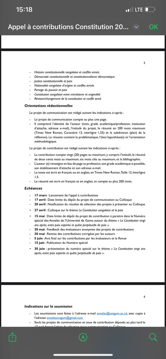 Unigom_RDC's tweet image. 📢 #APPEL à CONTRIBUTION -Revue Annales de l’@Unigom_RDC 

Thème : « La Constitution vingt ans après, entre paix espérée et quête perpétuelle de paix »

Colloque scientifique + numéro spécial

📍Détails ici👉🏽  unigom.ac.cd/fr/blog-detail…

#UNIGOM #Recherche #RDC #Constitution #Paix