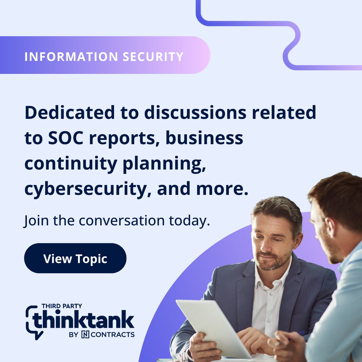 thirdpartycomm's tweet photo. SOC 2 Type II or SOC 1? BCP or DR testing? Navigating vendor information security requirements can get complex fast. Connect with peers who've mastered the art of security due diligence and know what questions to ask. Explore the community today: https://t.co/2CfiSYsKWf https://t.co/NtWJLa6KdV