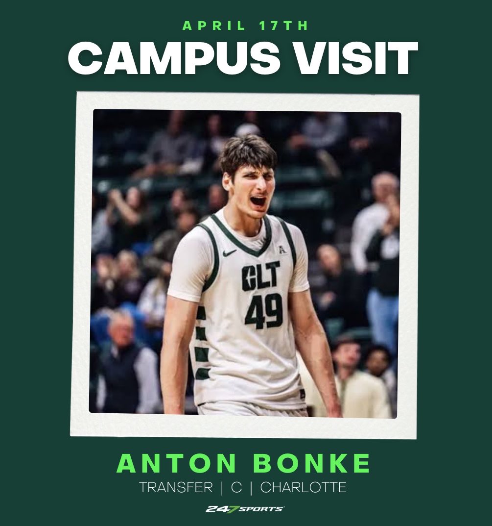 JustinThind's tweet image. NEWS: #MichiganState will host transfer center Anton Bonke later this week, a source confirmed.

The 7-foot-2, 270lb Charlotte transfer totaled 10.6 PPG, 8.3 RPG, 1.5 BPG &amp;amp; 34% from 3PT in 25 MPG.

#Kansas is hosting him today. ESPN first on this.

FREE: 247sports.com/college/michig…