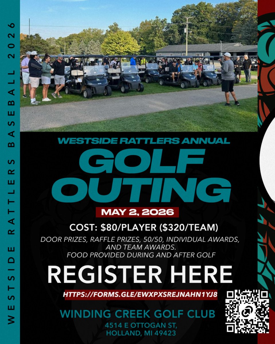 wsrbaseball's tweet photo. Our Annual Golf Outing is coming up in a couple of weeks and there is still room for teams. 4 person team scramble with door prizes, raffle/auction items, and individual and team awards given out. 

Register here: https://t.co/45e8s7PvET https://t.co/PweG2DY4ER