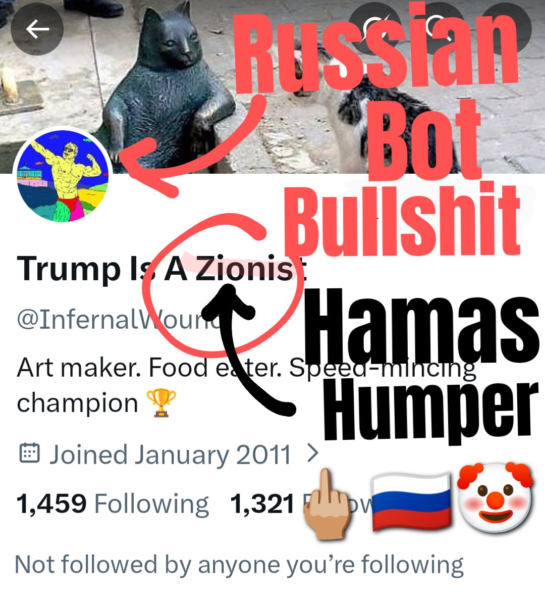 SassyDem's tweet image. You're one of those #Russian #Bots/FAKE #Trolls shilling #PutinPuppet #BernieSanders socialism to destroy US democracy aren't you? NEAT PROFILE PIC BRO! 😏🖕🏼🇷🇺🤡 @InfernalWound