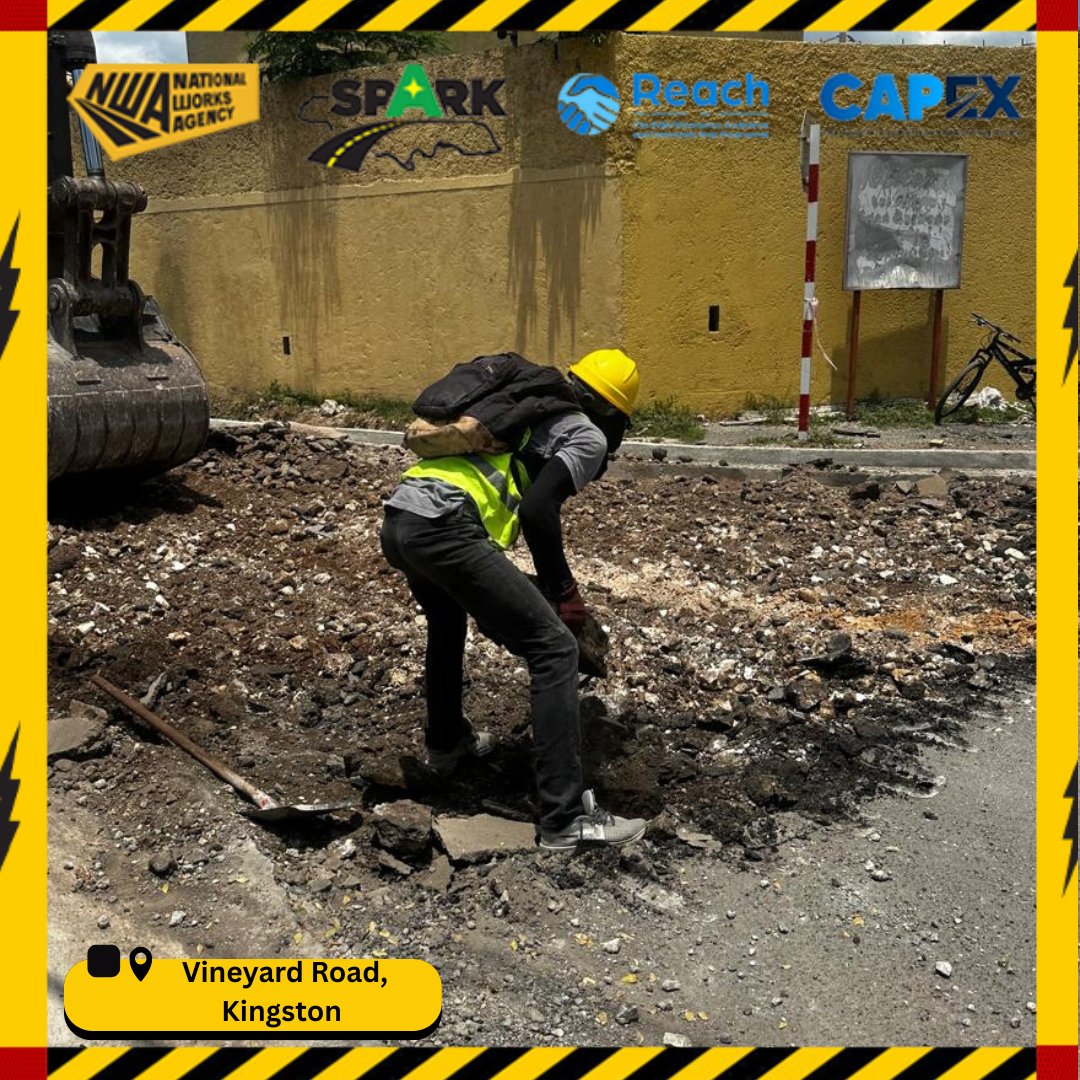 NWA_JA's tweet photo. This week in the field ⚒️🚧

We are in 📍Vineyard Town

The Shared Prosperity through Accelerated Improvement to our Road Network (SPARK) is continuing to make strides in communities across Jamaica.

#NWAUpdate 
#SPARKJamaica
#AskSpark 
#nwajamaica https://t.co/A8GcCohthJ