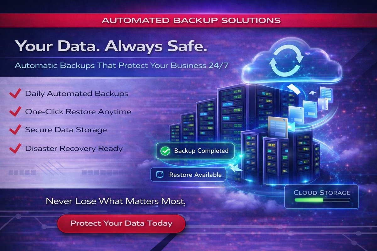 HostingSourceX's tweet image. Data loss can cost everything.

With automated backups and instant restore options, your business stays protected no matter what happens.

Protect your data today

#DataBackup #CloudStorage #DataSecurity #BusinessSafety #WebsiteBackup #DisasterRecovery #Hostingsource