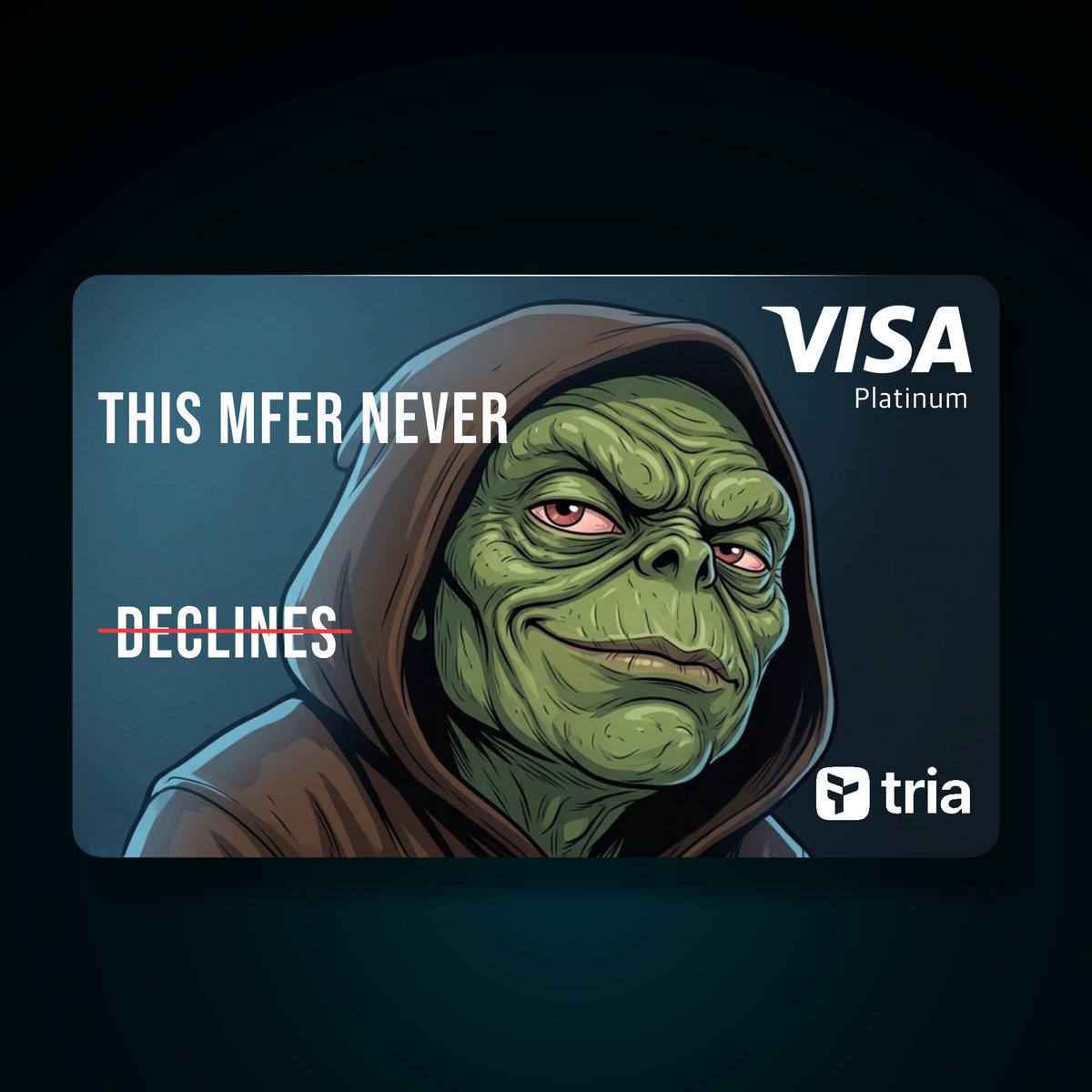 gefferyishot's tweet image. Here’s my entry for the @APEPE_MEME X @useTria card design contest. 

Hope y’all like it 

#APEPE_TRIA_CONTEST
