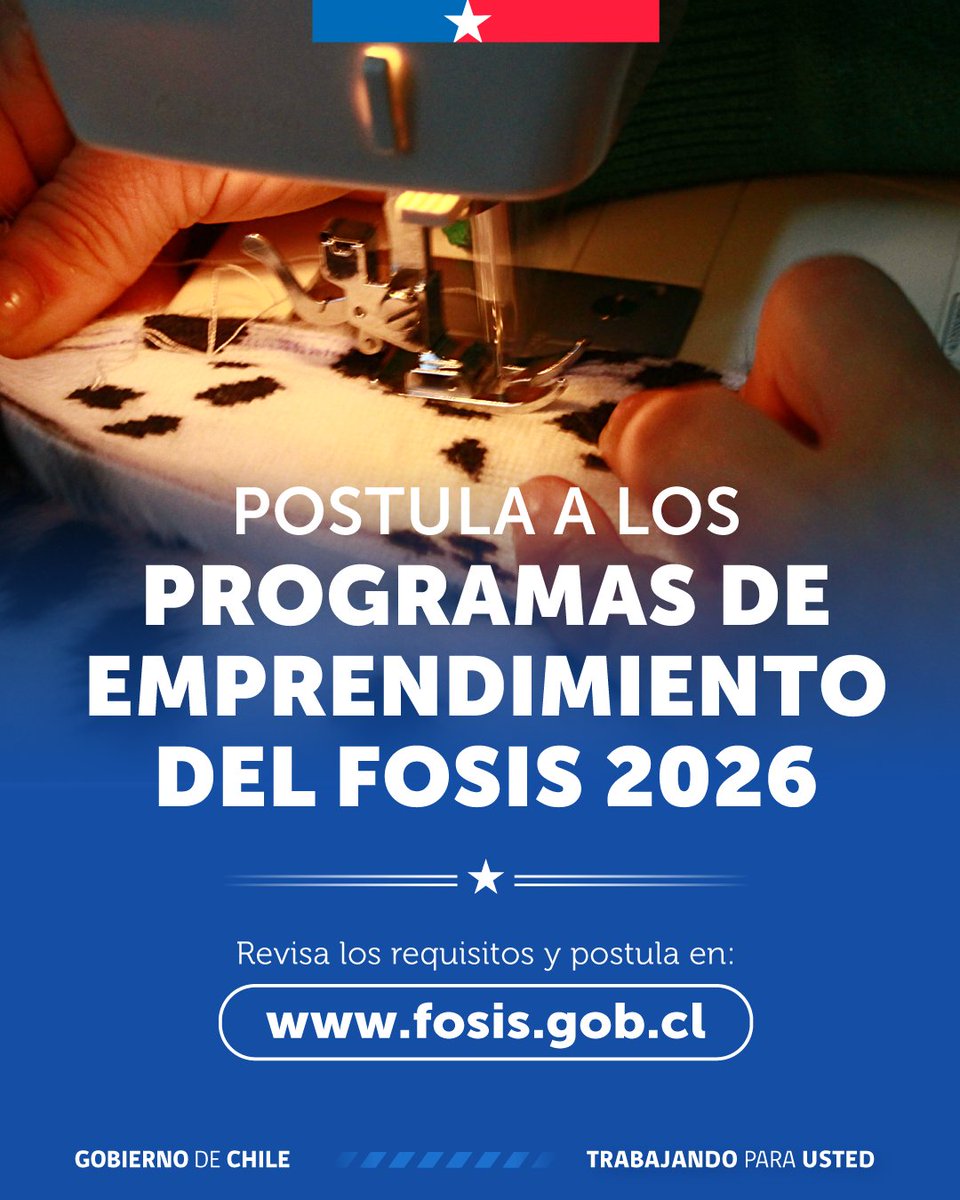 FOSIS_Valpo's tweet photo. ¡Comenzaron las postulaciones #EmprendamosFOSIS 2026! Con los programas de emprendimiento del FOSIS accederás a.

- Asesorías
- Capacitaciones
- Acompañamiento
- Financiamiento

📍 Puedes postular en https://t.co/i5ZUezBAL7 en las oficinas FOSIS y en los municipios de la región https://t.co/hKH0lYJUJj