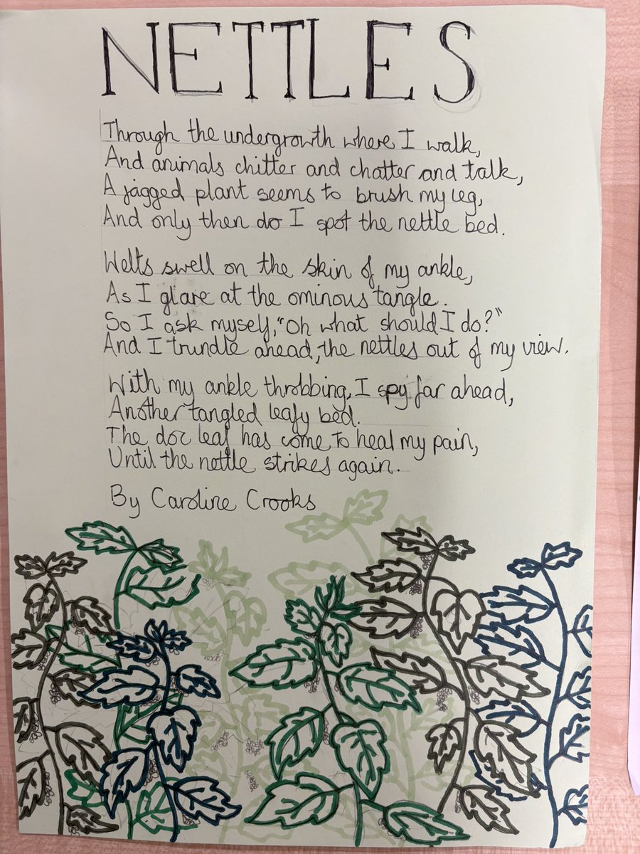 Millais_English's tweet image. Fabulous #Year7 nature poetry homework. Inspired by Nettles poem by Vernon Scannell 🌿 #MillaisEnglish #Poetry