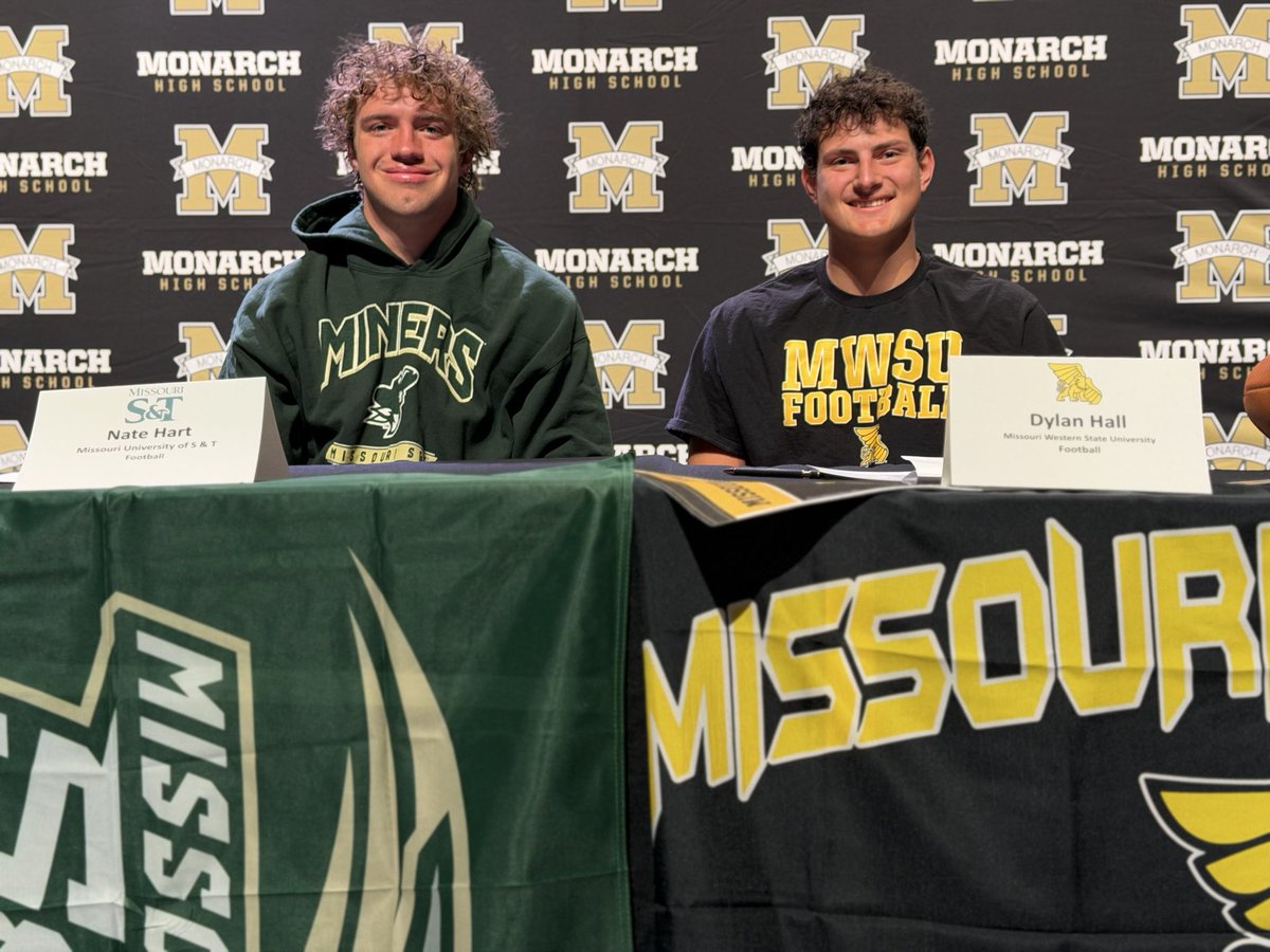 mohi_football's tweet photo. Congratulations to @Nate_HartCO, @DylanHall687087, and all of the Monarch athletes who signed their letters of intent this morning! The class of 2026 is a good one and we can’t wait to see what they do at the next level! 
#skoyotes #80027 #PACKstandard #BIGGERthanball https://t.co/d1anQ9jQbQ