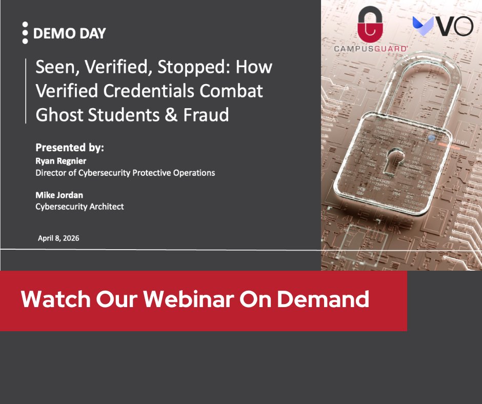 Campusguardmps's tweet image. Did you miss our session during EDUCAUSE Demo Day? Watch it on demand to learn how Verified Credentials can help eliminate passwords, safeguard sensitive data, and strengthen security. Watch now: campusguard.com/post/seen-veri… #VerifiedCredentials #IdentityVerification #SecureData