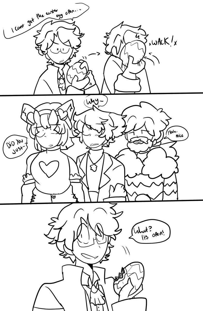 Starlightsruby's tweet image. The correct way to open an Easter Egg: Nom edition 

(Im planning to draw little moments from ccsmp and this baffled me so much when it happened LOL)

#ccsmp