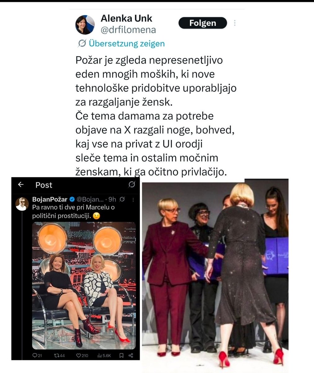 brutus91101394's tweet image. Joj no dr. Filomena! Ta satira je zgolj hudomušna! Res žaljiva pa je tale #fake (AI?) slika zadnjice (v ne najboljšem stanju) v prosojni obleki bivše predsednice DZ!🤬 Pa če mi lahko kdo razloži, zakaj so nekatere ženske ob kritiki prepričane, da jih moški pravzaprav občuduje?🤣