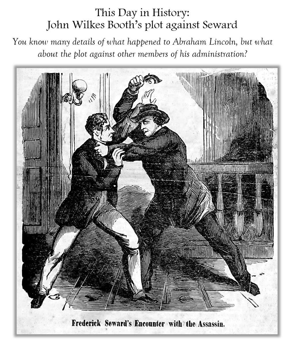 TaraRoss's tweet image. On this day in 1865, Abraham Lincoln passes away after a shocking attack the night before. You know many details of what happened to Lincoln, but did you know that John Wilkes Booth had co-conspirators who were trying to simultaneously target other members of Lincoln’s