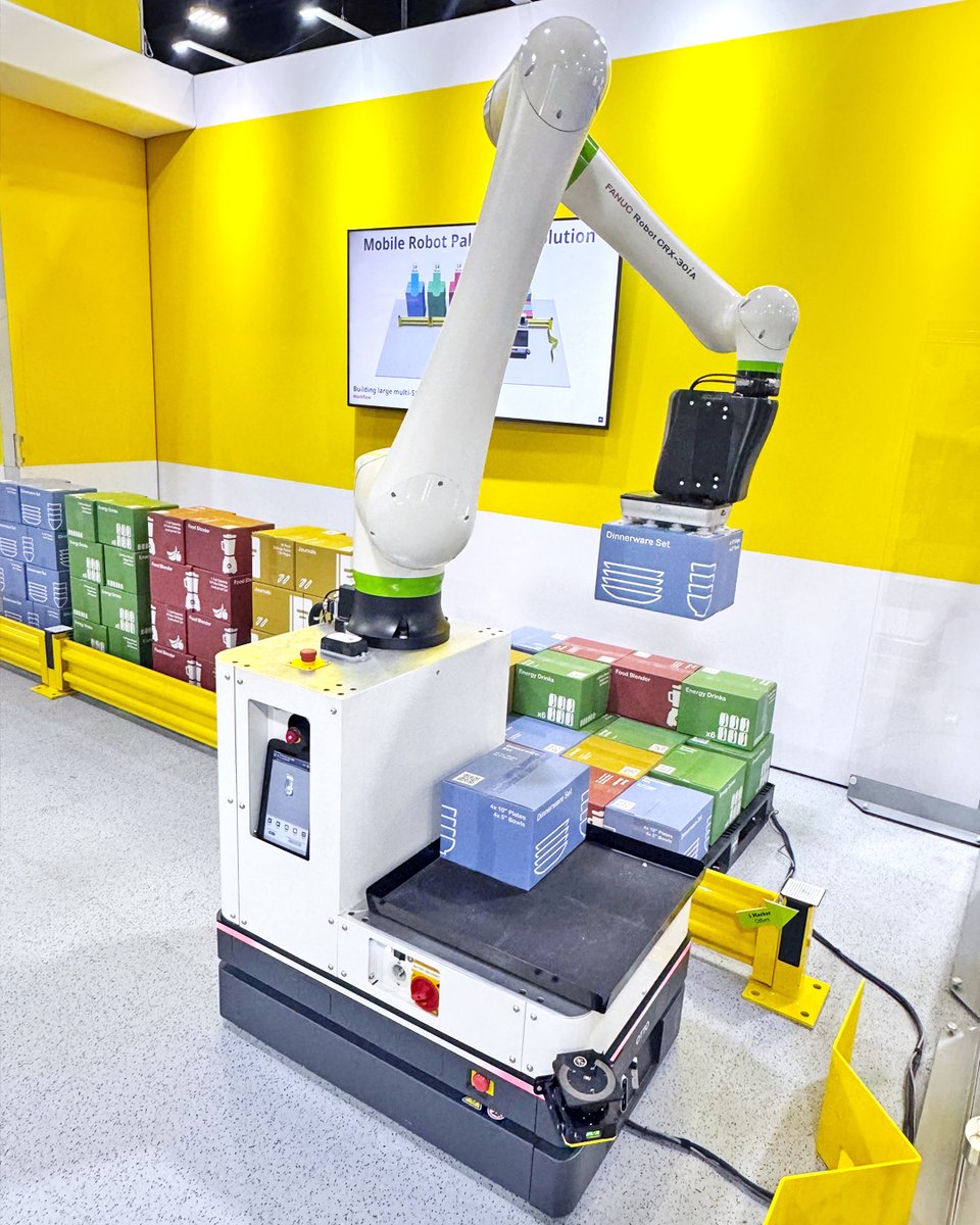 FANUCAmerica's tweet image. And day 3️⃣ of #MODEX2026 is underway!

Transform your #warehouse operations with the FANUC CRX #cobot for #orderfulfillment.📦 Visit booth B8923 to witness our new #mobile robotic🤖 demo and chat with #FANUC experts about upcoming needs!

🔗bit.ly/414HtYv
@poweredbymhi