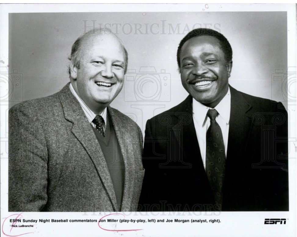 VanderlansJim's tweet image. April 15, 1990 - ESPN’s "Sunday Night Baseball" makes it debut, with Jon Miller and Joe Morgan behind the microphones, a broadcasting team that will remain in the booth for the next 21 seasons.
#MLB #1990s #OTD #ESPN #Baseball