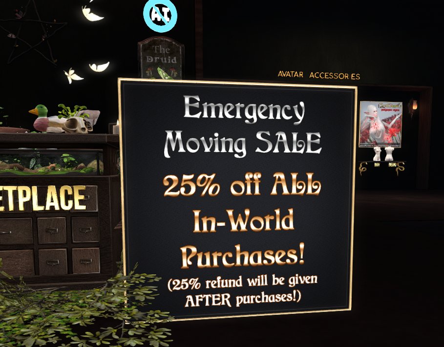 We are going to be homeless starting this weekend; so we have an emergency sale going on at the mainstore! ALL vendors for our products are on sale! 
We also have a ko-fi goal going as well in the comments below!
LM: maps.secondlife.com/secondlife/Dow…