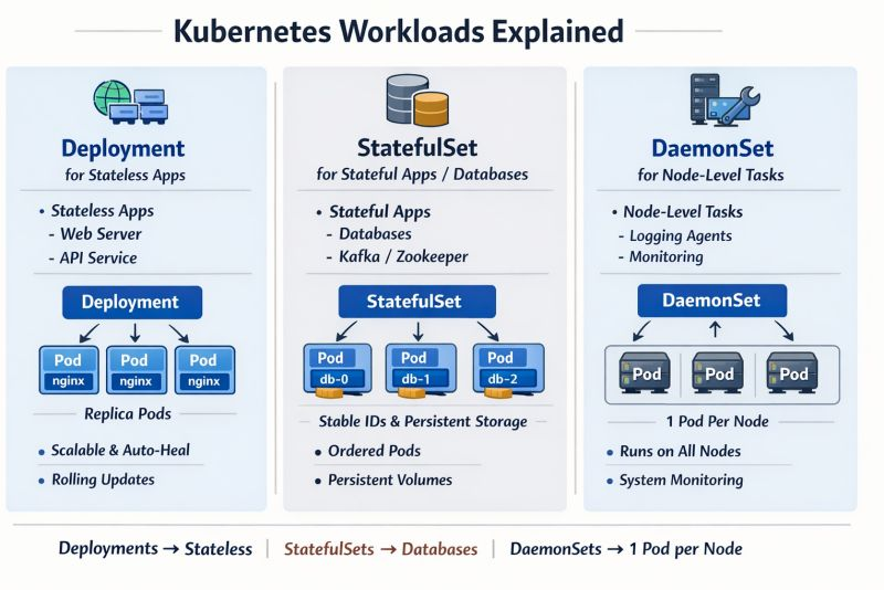 Kubernetes Workloads Explained: Deployment vs StatefulSet vs DaemonSet ...