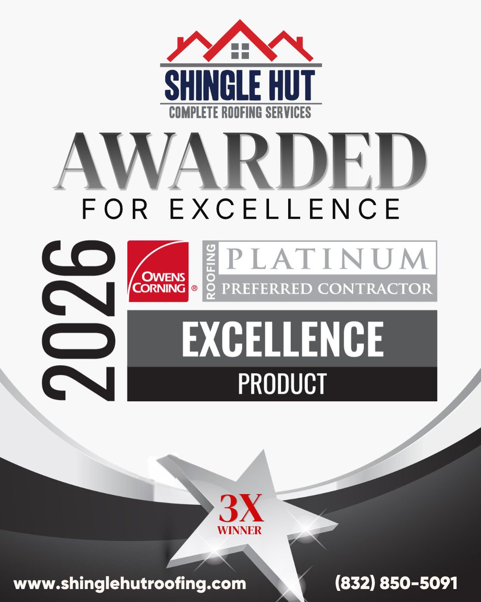ShingleHut's tweet photo. We’re proud to announce that we received the Shingle Hut Roofing 2026 Platinum Preferred Contractor Award at the 2026 @OwensCorningRoofing Platinum Conference! https://t.co/OjAgs2TqUm