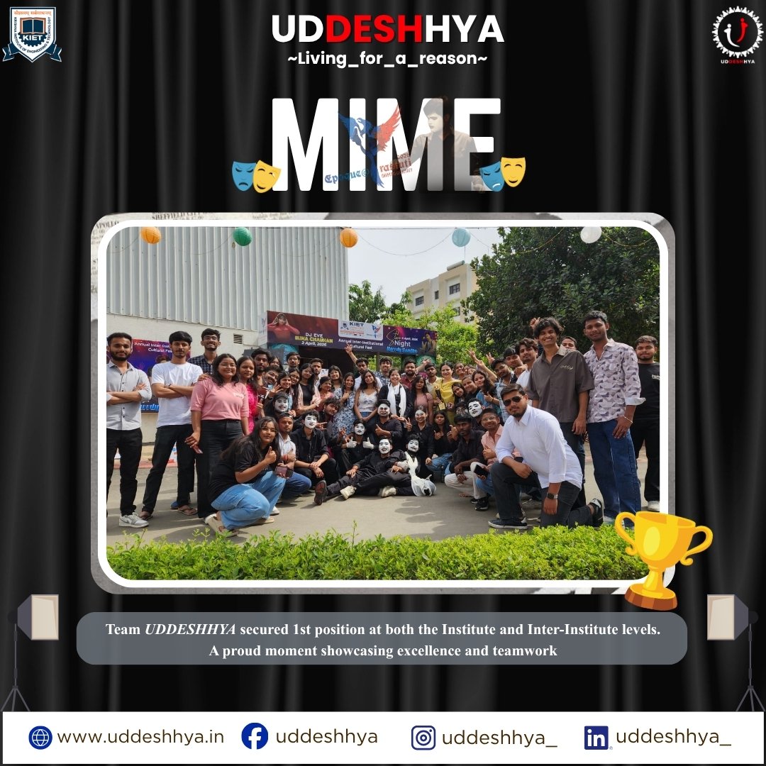 UDDESHHYA_'s tweet photo. In a world full of noise, we chose silence… and still managed to be heard. ✨

We are feeling immense proud to share that our Team "Uddeshaya" won the Mime competition at both the institute and intra-institute levels 🏆. https://t.co/wp4xlhzahw