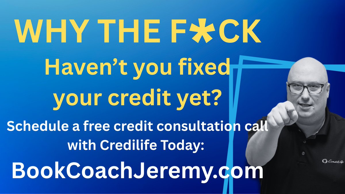 JeremyCredit's tweet photo. GET MAD! It's ok. We get it.

In credit, the deck IS stacked against you!

We get it because that's what we work with every single day!

We understand that you are frustrated, that you don't know where to start, that you don't have the time to work on all of the specifics of investigation letters and reports and results and more letters yourself. We get it.

We know that you don't know who to trust, that you have been burned before, that you don't kow where to go. WE GET IT!

Stop being afraid to start. Stop procrastonating. Stop being a victim and get mad! Take action and make a REAL Credit Transformation!

Schedule a free Credit Consultation Call with a FICO™ Certified, Licensed, Bonded Credit Industry Veteran at Credilife® TODAY!

We don't have a single employee with less than at least 10 years in the Credit Industry - let that sink in for a minute. And we have employees with up to 30 YEARS in the business.

Experience. Results. Guidance. Success.

THAT is what you get when you work with Credilife™.

So stop F*cking around and schedule your Consultation Call RIGHT NOW: https://t.co/4sHHMIpIFx

Your future self will thank you.