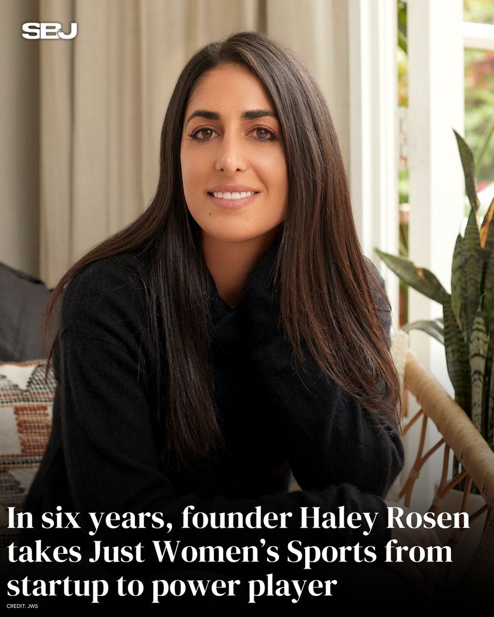 SBJ's tweet photo. When women’s sports received just 4% of media coverage, Haley Rosen built @justwsports to change that 🌟

Now the platform reaches 110M monthly as demand for women’s sports content continues to grow.

MORE: https://t.co/OzrXVvxz1F https://t.co/iAzwgiKAbQ