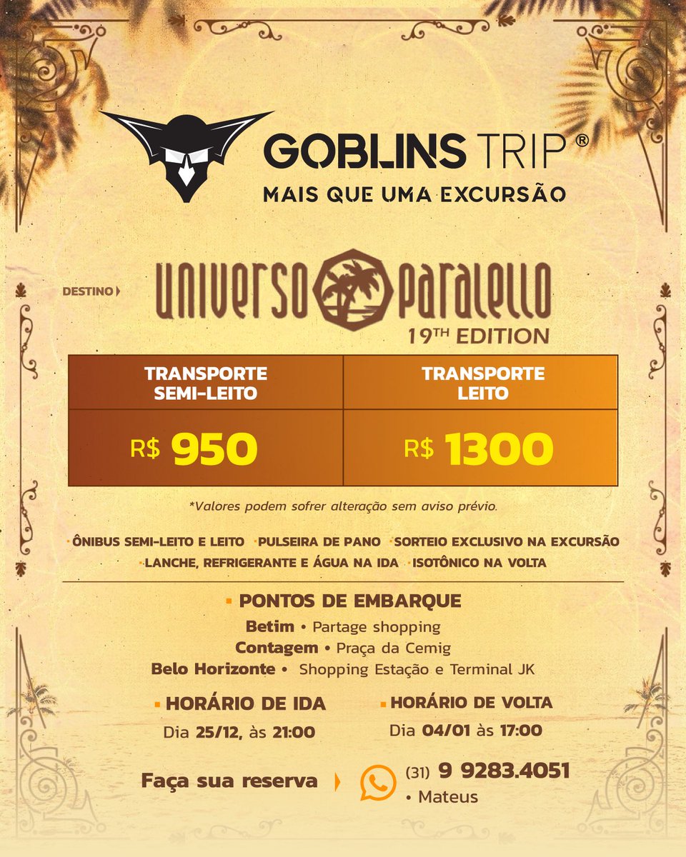 Último dia na excursão Goblins Trip com esses valores!

Chame via WhatsApp e reserve a sua 31992834051

Minas Gerais vai de Goblins Trip!

Você faz parte, somos todos Goblins!