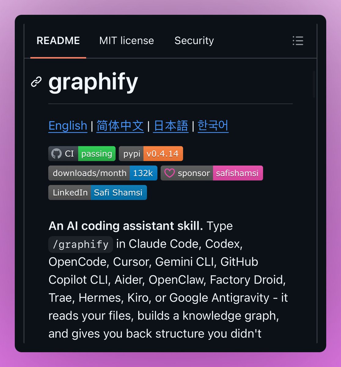 GithubProjects's tweet image. Turn any folder of code into a queryable knowledge graph instantly

🔗 osp.fyi/graphify