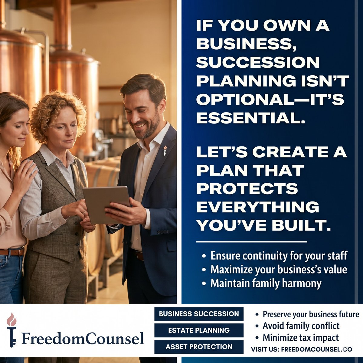 FreedomCounsel_'s tweet image. Build it. Protect it. Pass it on. 🤝
If you own a business, succession planning is a must.

freedomcounsel.co/schedule-an-ap…

#BusinessContinuity
#SuccessionPlanning  #SmallBiz #Entrepreneurship