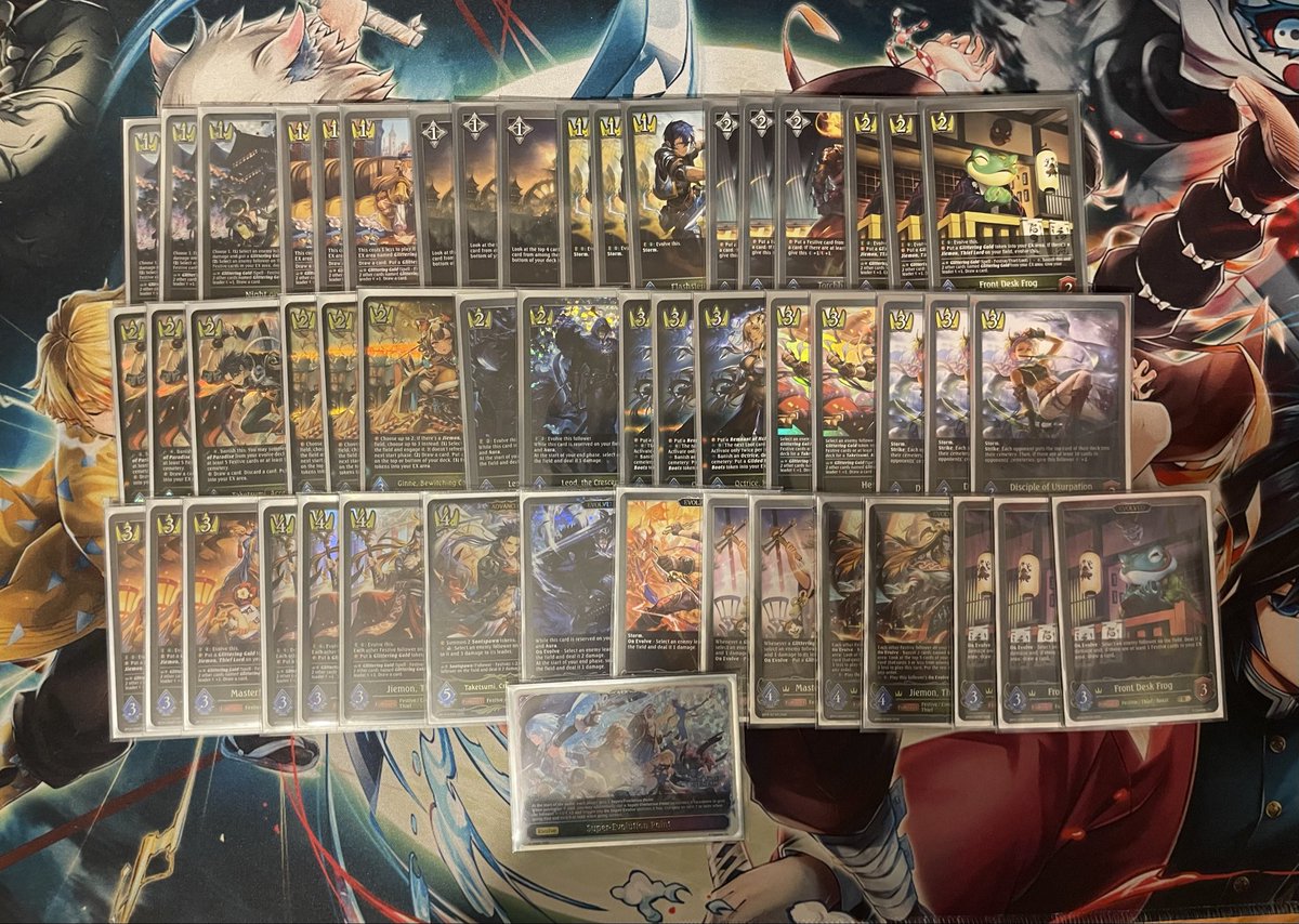 EllusionTCG's tweet photo. Been a while, but I took @lightacg festive sword deck and got 1st at the set 16 release tourney and 3rd at the showdown event! I absolutely love this list! It feels less bricky than the standard, and jinne came in clutch! I also missed doing turn 1 quickblader! 
Matches Below ⬇️ https://t.co/yJ86yQia4I