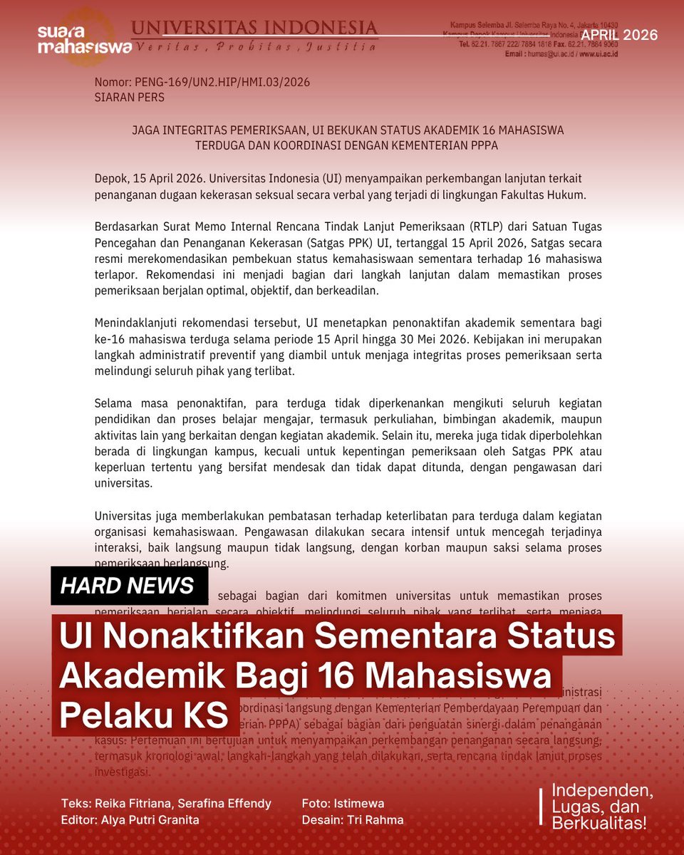 Pers Suara Mahasiswa UI tweet media