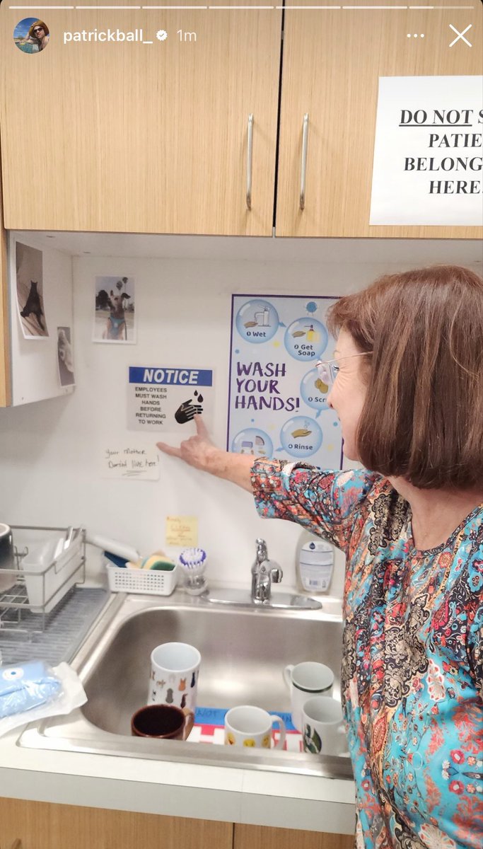 mmithstranger's tweet image. the “your mother doesn’t live here” sign in the break room was actually Patrick Ball’s moms idea! Lee Ann Ball, who is a real life nurse, took a tour of the set &amp;amp; when she made a comment about how they should have that sign, Nina Ruscio the set designer, had her write it down :)