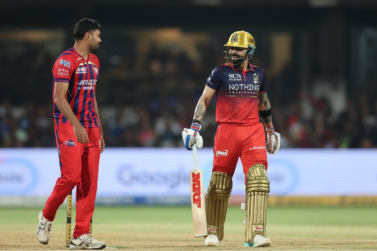 IPL's tweet image. A batting masterclass on show 🍿

Virat Kohli racing #RCB towards the finish line 🏁

@rcbtweets 60/1 after 6️⃣ overs

Updates ▶️ bit.ly/TATAIPL-2026-23

#TATAIPL | #KhelBindaas | #RCBvLSG