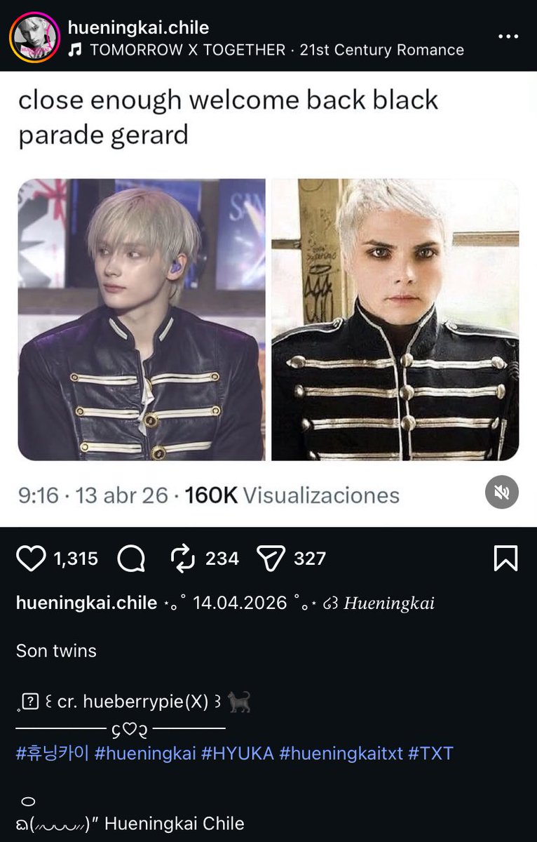 the concept of my gerard tweet making it to ig