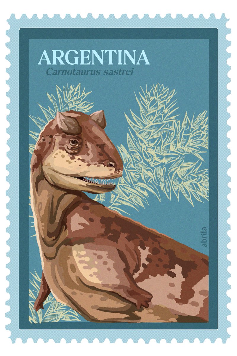 Estampilla de Carnotaurus, uno de los dinos más icónicos del cretácico que, además, es argentino 🇦🇷💋💋
