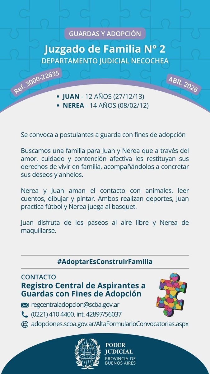 Difundamos para que se produzca el encuentro
Ellos quieren seguir juntos y tener una familia que los cuide y ame 

Con tu difusión logras que se visibilice su historia