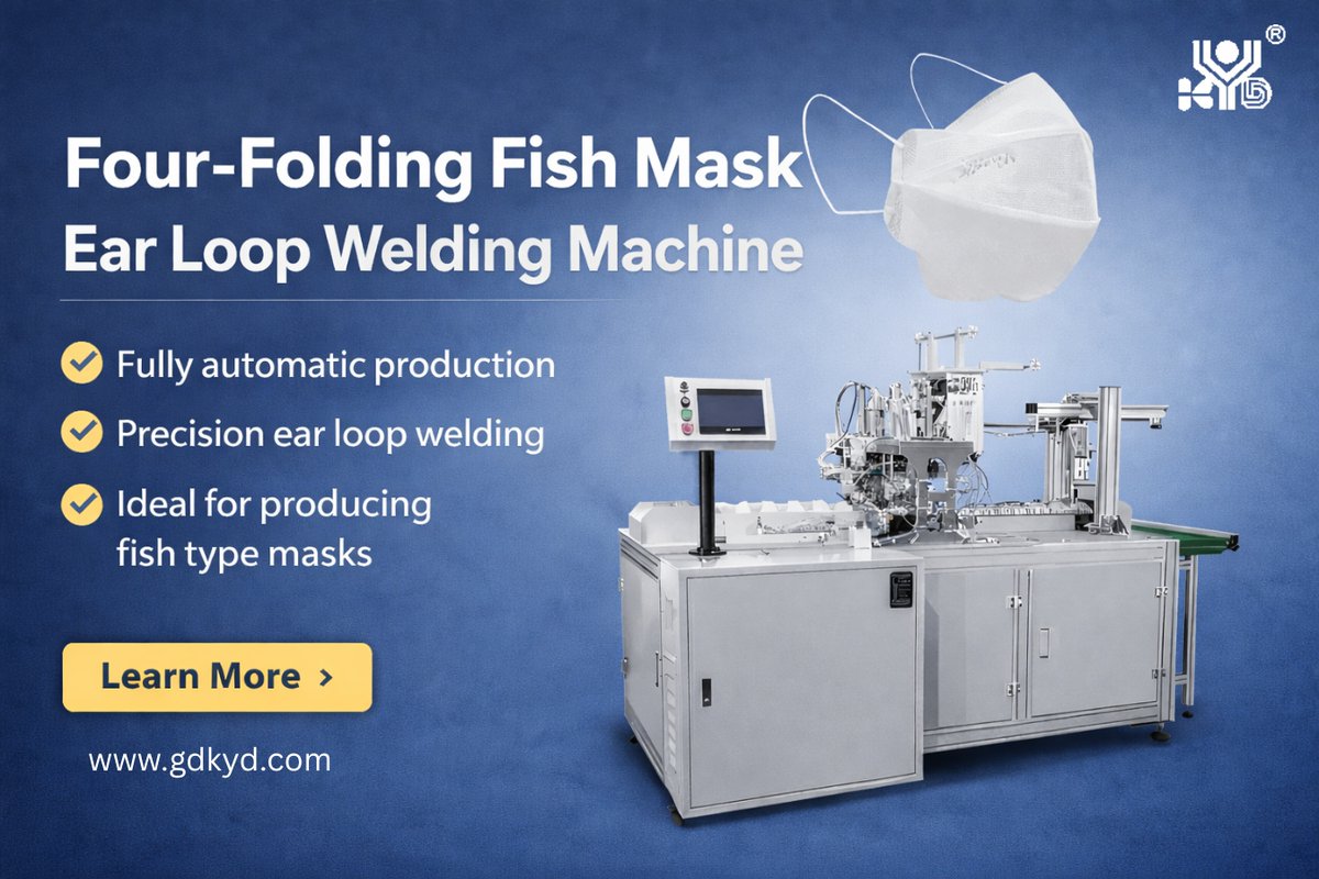 KYD_Precision's tweet image. Less manual work. More consistent mask output.

Our Four-Folding Fish Mask Ear Loop Welding Machine delivers fully automatic production with precise ear loop welding for KF94/KN95 fish masks.

#MaskMakingMachine #UltrasonicWelding #KF94 #kyd #four_foldingmask