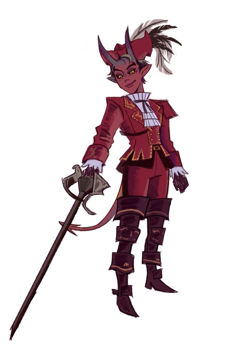 Sketched Apollo wearing the ffxiv red mage gear bc I thought itd be cute on him #deadlock