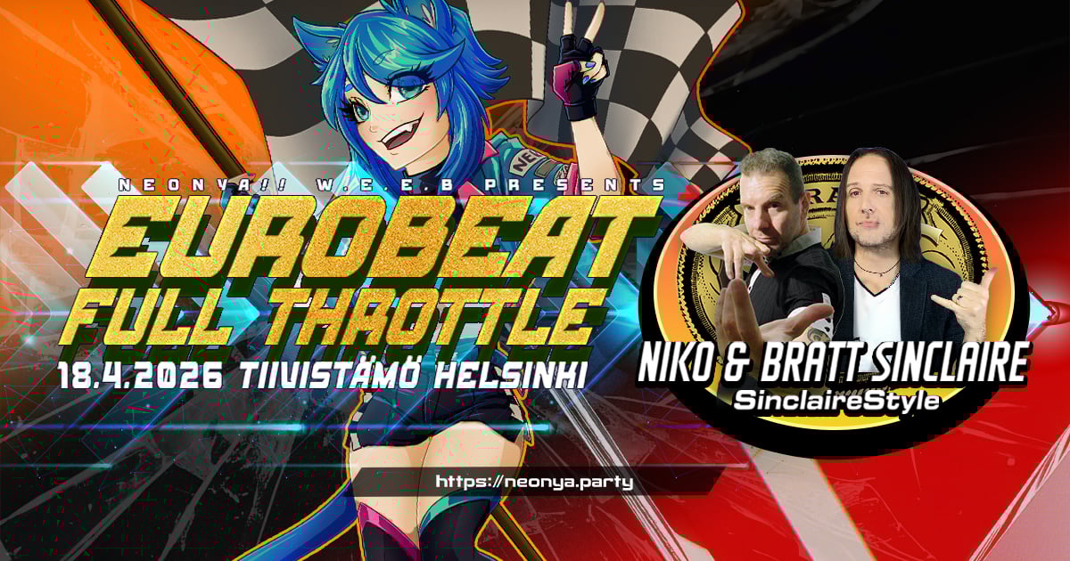 Hey Finland! Let’s have a blast in Helsinki this Saturday! 💥
Niko and Bratt Sinclaire for both live show 🎤 and meet &amp; greet 📸 🤝 

#eurobeat #initiald #mfghost #brattsinclaire #nightoffire #niko #sinclairestyle
