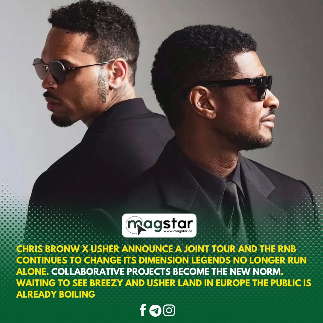 MAG_STARS_'s tweet photo. Chris Brown × Usher ANNONCENT UNE TOURNÉE COMMUNE LE RNB CONTINUE DE CHANGER DE DIMENSION.
LES LÉGENDES NE TOURNENT PLUS SEULES… LES COLLABORATIONS PRENNENT LE POUVOIR. ET SI BREEZY & USHER DÉBARQUENT EN EUROPE… ÇA VA ÊTRE HISTORIQUE 👀
#ChrisBrown #Usher #RnB #Tour #magstar https://t.co/UeHyAkYxy7