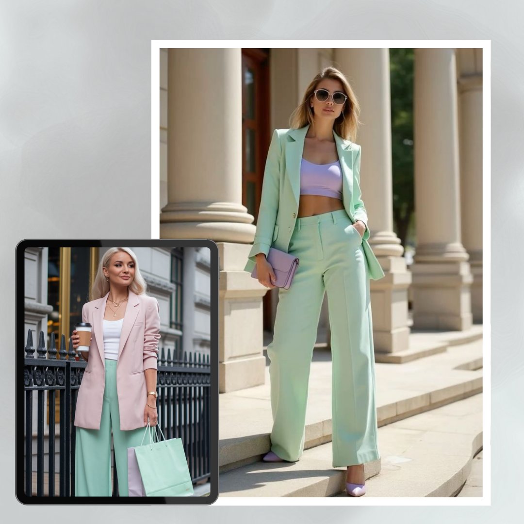 Estampas's tweet image. #Estampas | La clave para este 2026 es el contraste: mezcla texturas pesadas con colores suaves. Un blazer menta o unos pantalones lavanda son el "pop" de color perfecto para refrescar tu clóset de oficina. #Moda