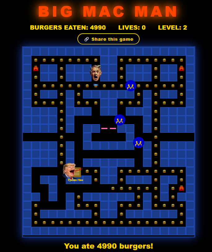 robcunningham25's tweet photo. I scored 4990 burgers in BIG MAC MAN! Can you beat me? 🍔 Play at https://t.co/acWe4qUPKR via @RobCunningham25 https://t.co/acWe4qUPKR https://t.co/pOES42LD4U
