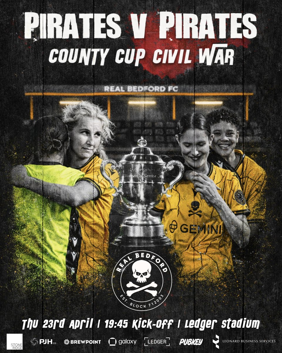 RBFCWomen's tweet photo. One Club. One Final 🏆 

A unique showdown as we take on our own Real Bedford Reserves in the Beds County Cup Final 🏴‍☠️

@RBFCGirls | #RBFCW https://t.co/ThV10PcCof