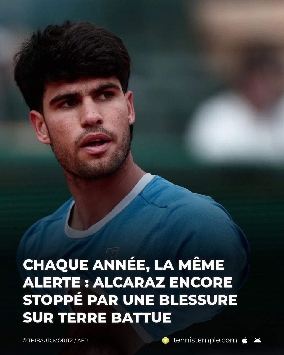 tennistemple's tweet image. Touché au poignet droit, Carlos Alcaraz a dû déclarer forfait à Barcelone. Une nouvelle blessure au printemps qui relance une inquiétude : et si ce scénario devenait une habitude à quelques semaines de Roland-Garros ? #Alcaraz #ATP500 #Barcelone

🎾 w.tennistemple.com/yj9xk