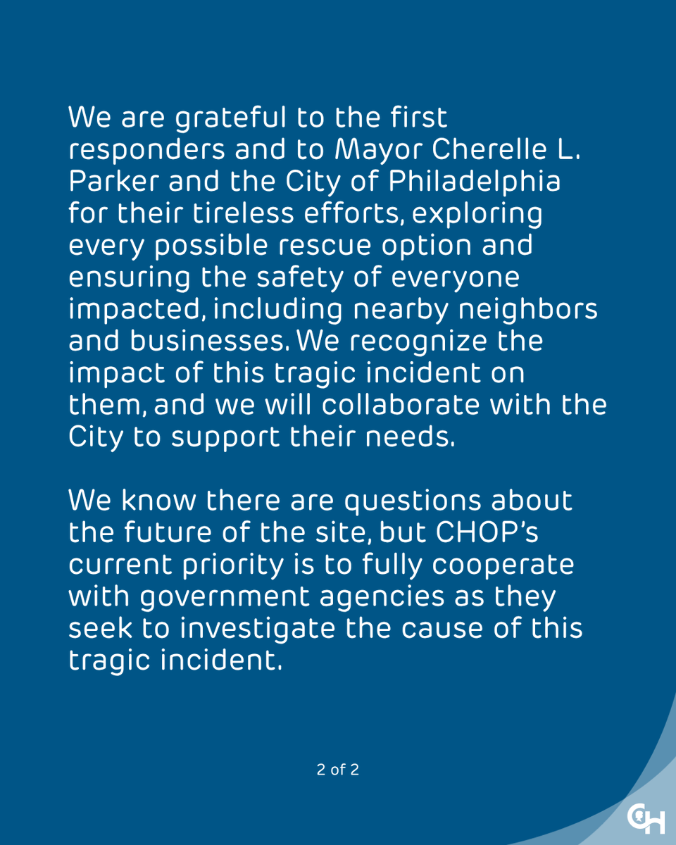 ChildrensPhila's tweet photo. A statement from Children's Hospital of Philadelphia. https://t.co/JrRDQTRt7Q