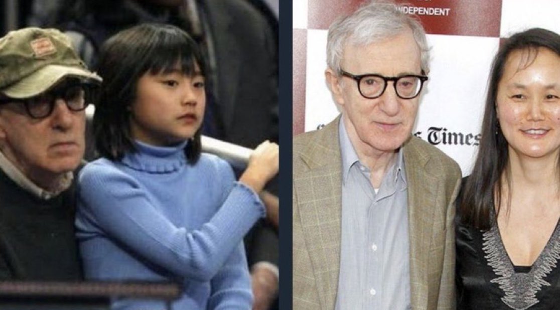 Elissamaiss's tweet image. Woody Allen :

Il l’a d’abord adoptée  
Il a ensuite couché avec elle  
Il l’a épousée  
Il l’a ensuite trompée.  
Un autre spécimen de la liste des clients d’Epstein. #Epstein