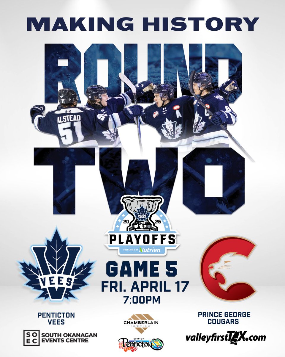 PentictonVees's tweet photo. Game 5 at our house on Friday night! 

Come pack the SOEC and support your Vees!!

🎟️: https://t.co/7Mq3rTwLxP https://t.co/gkGOxnqpto