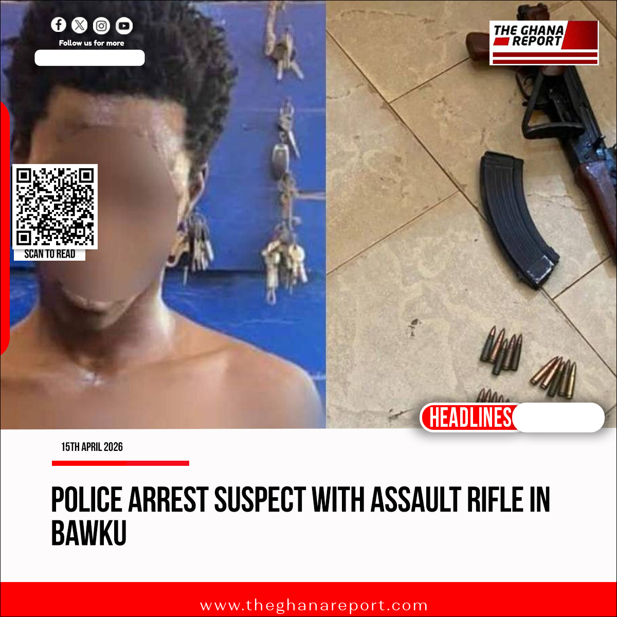 Police arrest suspect with assault rifle in Bawku.

theghanareport.com/police-arrest-…

#TGR 

Mr Eazi | sowore | Dulcie