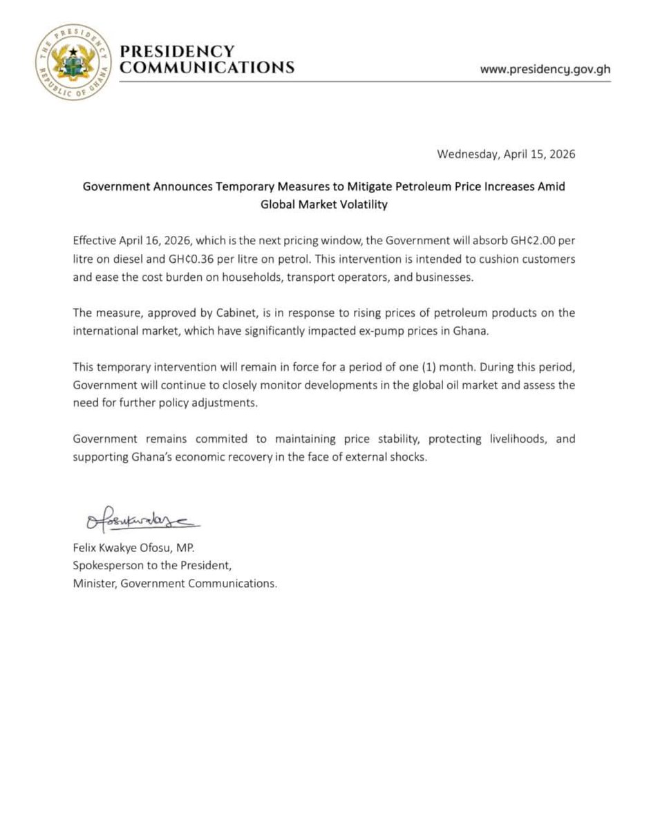 Government announces GHS 2 off diesel and GHS 0.36 off petrol to cushion Ghanaians.

#EaglesForum