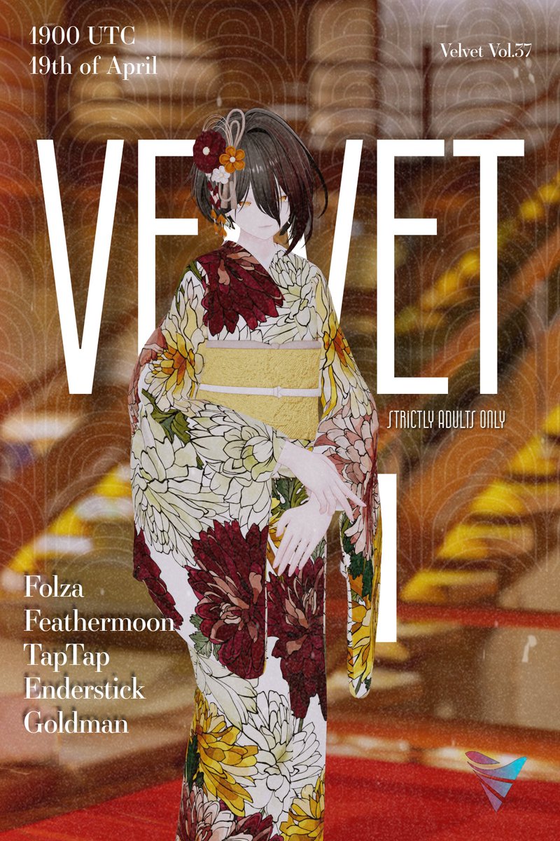 💞VELVET VOL 37💞
❣️STRICTLY ADULTS ONLY❣️

❤️DJs
🤍<a href="/DJFolza/">Folza</a>
🤍<a href="/Feathermoon_VRC/">Feathermoon_VRC</a>
🤍TapTap
🤍<a href="/enderstickvr/">Enderstick</a>
🤍<a href="/Goldman0815/">Goldman</a>

🗓️18/04
🌎1900UTC

🇬🇧2000BST
🇪🇺2100CEST

🇺🇸1200PDT
🇺🇸1500EDT

📶Find out how to attend at DISCORD.GG/kfJw2nHjVg

🎨Poster by <a href="/Feathermoon_VRC/">Feathermoon_VRC</a>